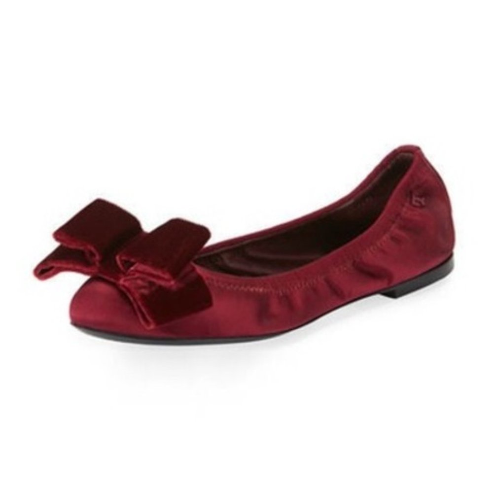 Tory Burch Red Viola Bow Ballet Flats